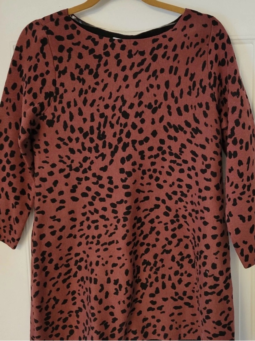 Chico’s Size 0 Women’s Small Animal Print Sweater Dress Pink Dot Leopard Knit